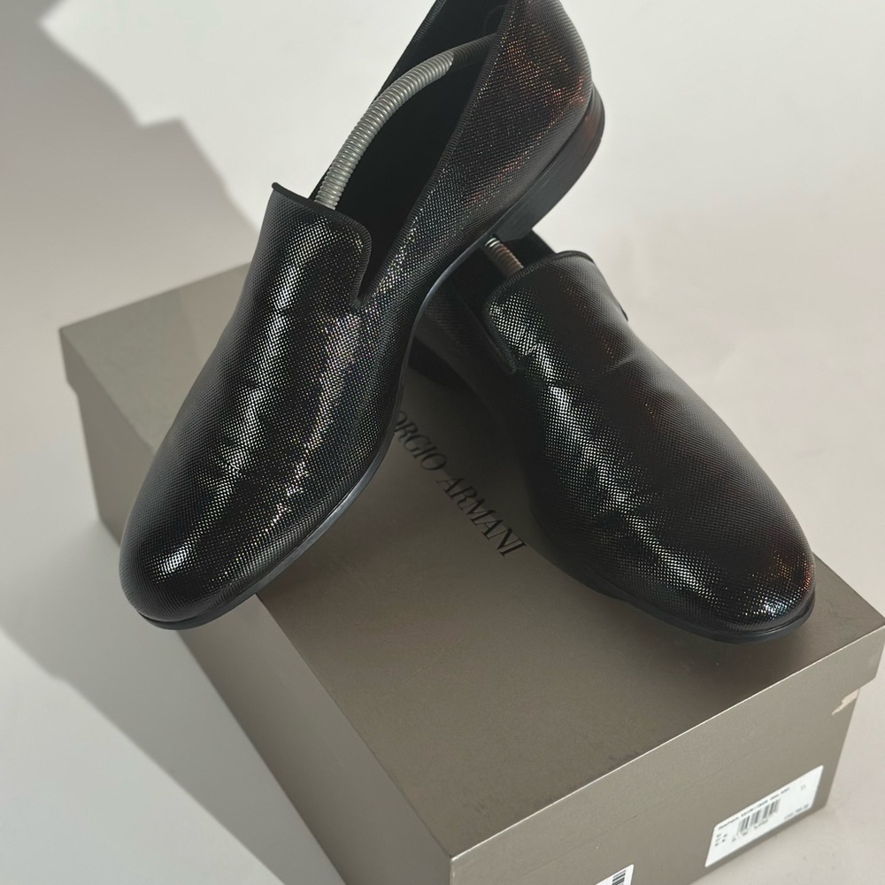 Giorgio Armani Pebbled Tuxedo Slippers